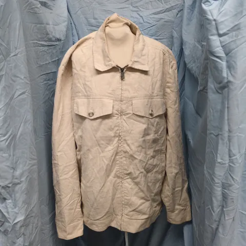 TOM TAILOR BEIGE ZIP-UP JACKET, CHEST POCKETS, XL