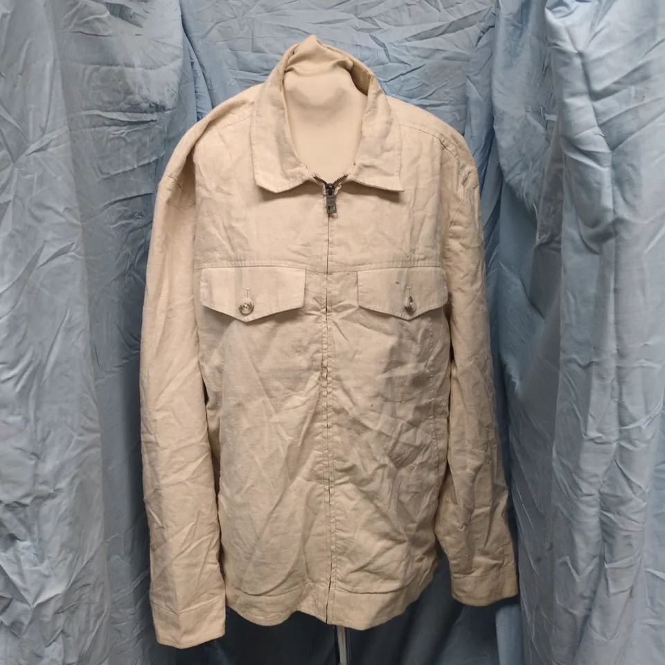 TOM TAILOR BEIGE ZIP-UP JACKET, CHEST POCKETS, XL