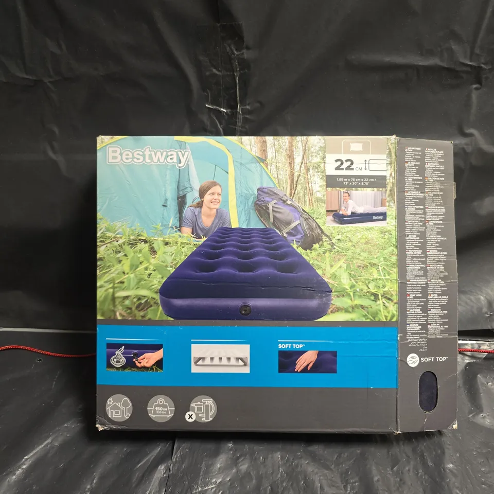 BESTWAY SOFT TOP INFLATABLE AIR MATTRESS – CAMPING BED, 22 CM THICK 