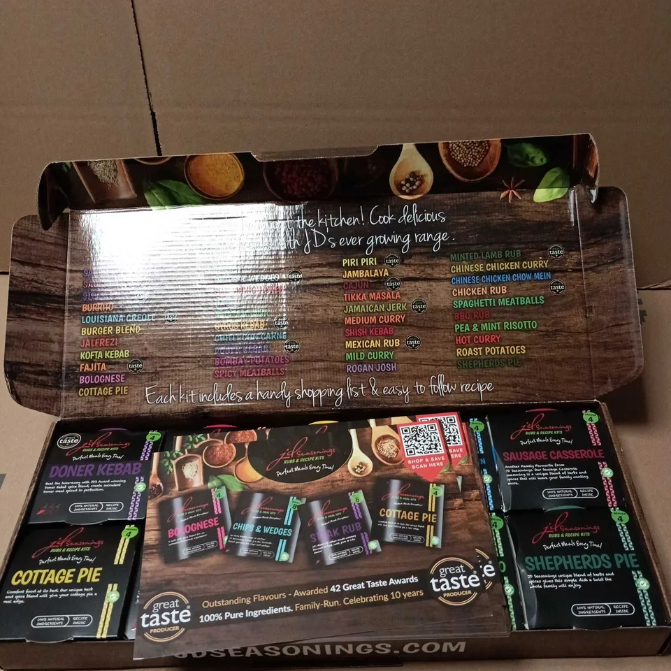 JD SEASONINGS RUBS AND RECIPE KIT, BOX SET WITH 10 DIFFERENT FLAVOURS