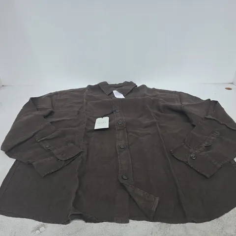 THE A&F LINEN COLLECTION LINEN SHIRT – BROWN – X LARGE