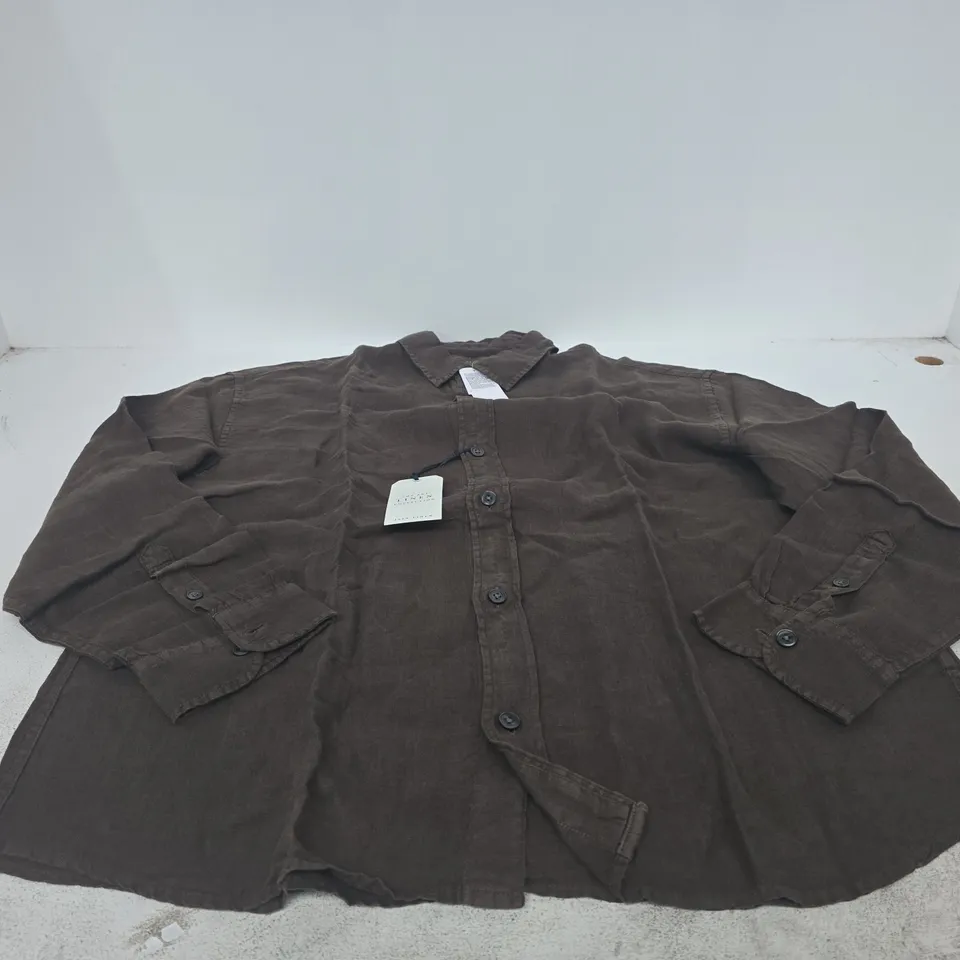 THE A&F LINEN COLLECTION LINEN SHIRT – BROWN – X LARGE