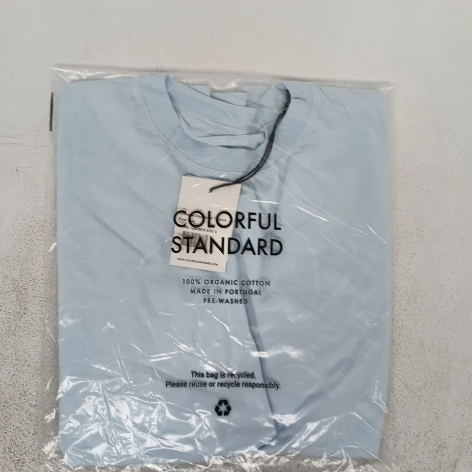 BAGGED COLOUR STANDARD OVERSIZED ORGANIC LONG SLEEVE T-SHIRT IN POLAR BLUE SIZE MEDIUM
