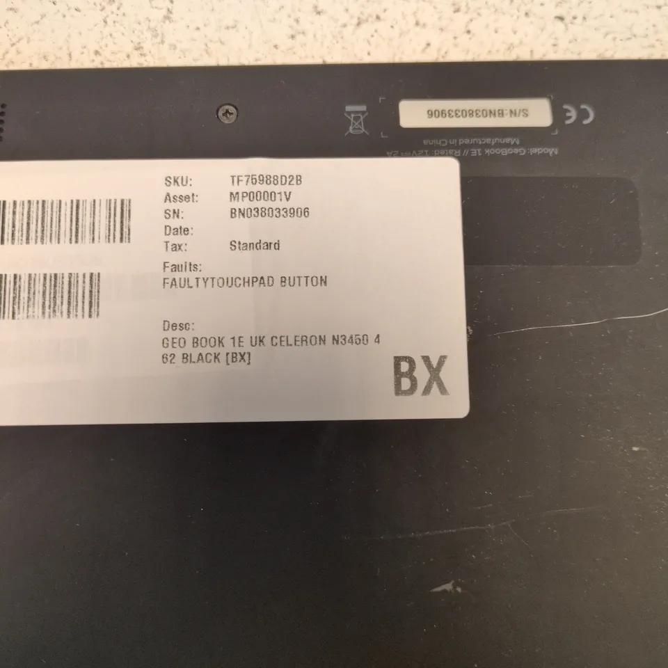 GEOBOOK LAPTOP – BLACK, INTEL CELERON N3450 (FAULTY TOUCHPAD BUTTON)