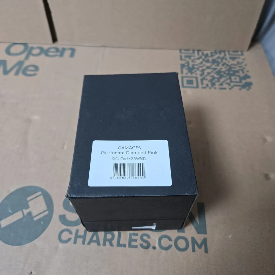 GAMAGES LONDON PASSIONATE DIAMOND PINK WATCH IN BLACK BOX