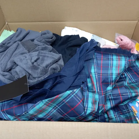 BOX OF ASSORTED CHILDRENS CLOTHING VARYING IN SIZE/COLOUR/STYLE TO INCLUDE: TOPS, DRESSES, JUMPERS