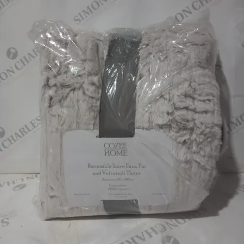 COZEE HOME REVERSIBLE SNOW FAUX FUR AND VELVETSOFT THROW