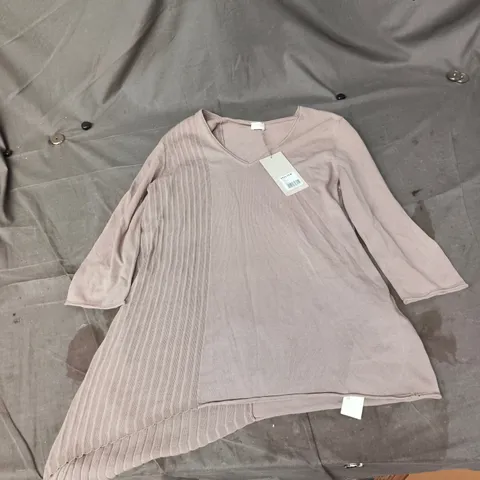 POETRY FASHION WOMEN’S KNIT TOP – UK 12 – MAUVE WITH PLEATED PANEL