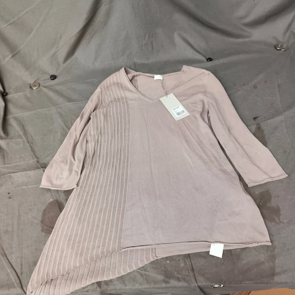 POETRY FASHION WOMEN’S KNIT TOP – UK 12 – MAUVE WITH PLEATED PANEL