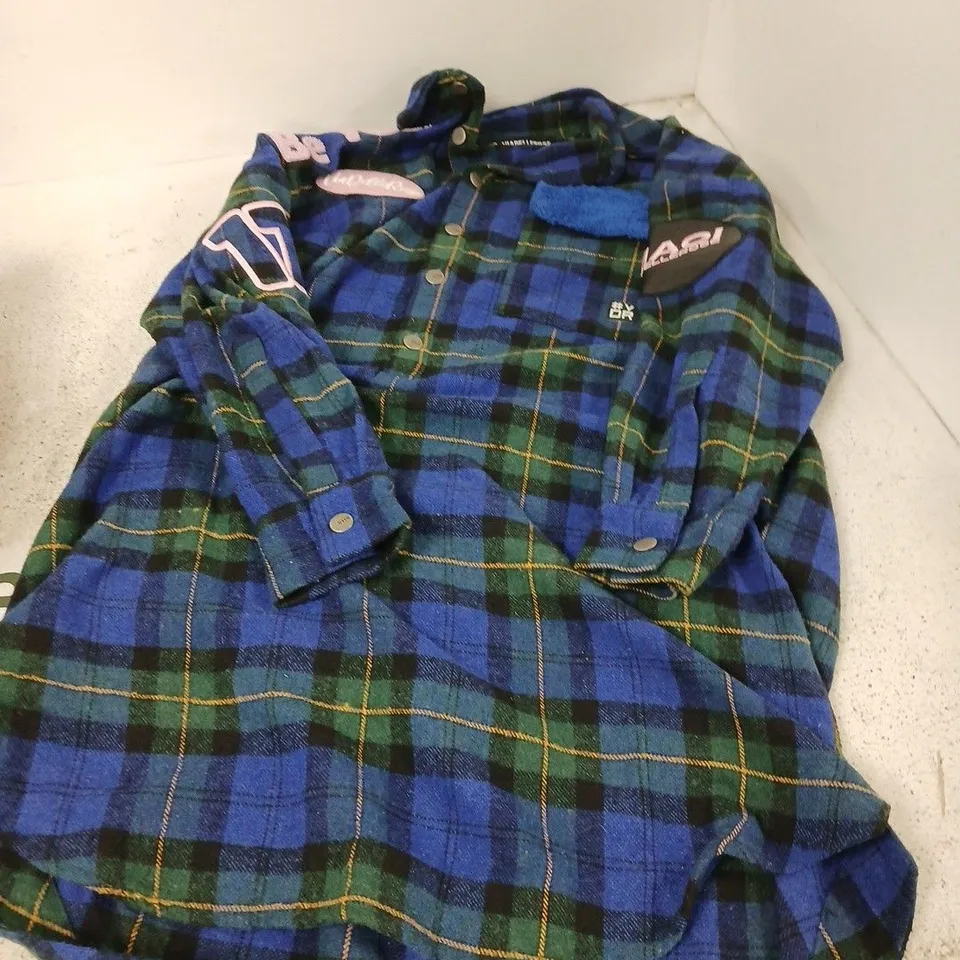VIADEL ROSE JACKET – BLUE/GREEN CHECKS WITH LOGO PATCHES