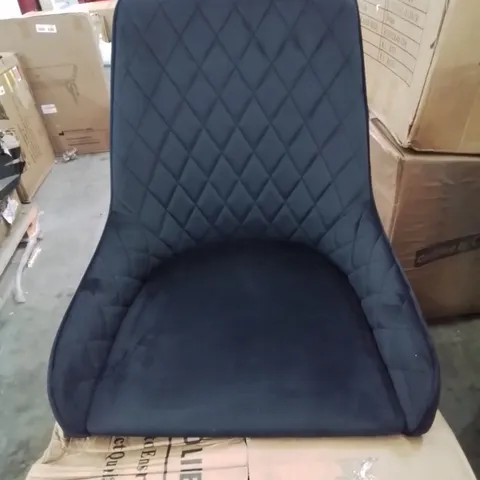 A BOXED PAIR OF BLACK CRUSHED VELVET UPHOLSTERED DINING ROOM CHAIRS 