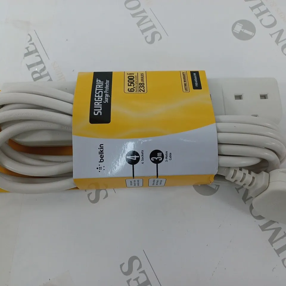 BELKIN SURGESTRIP 4 SOCKET 3M EXTENSION LEAD WITH SURGE PROTECTOR F9E400UK3M