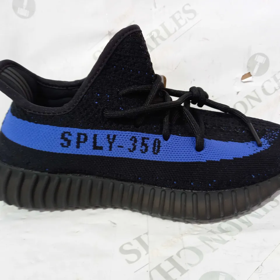 BOXED PAIR OF ADIDAS YEEZY BOOST 350 V2 SHOES IN BLACK/BLUE UK SIZE 5