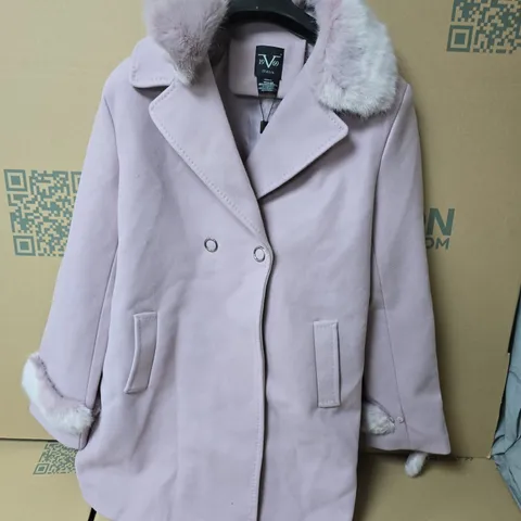 19V69 ITALIA CAPPOTTO CON PELLICCIA COAT IN ROSE GLICINE - LARGE