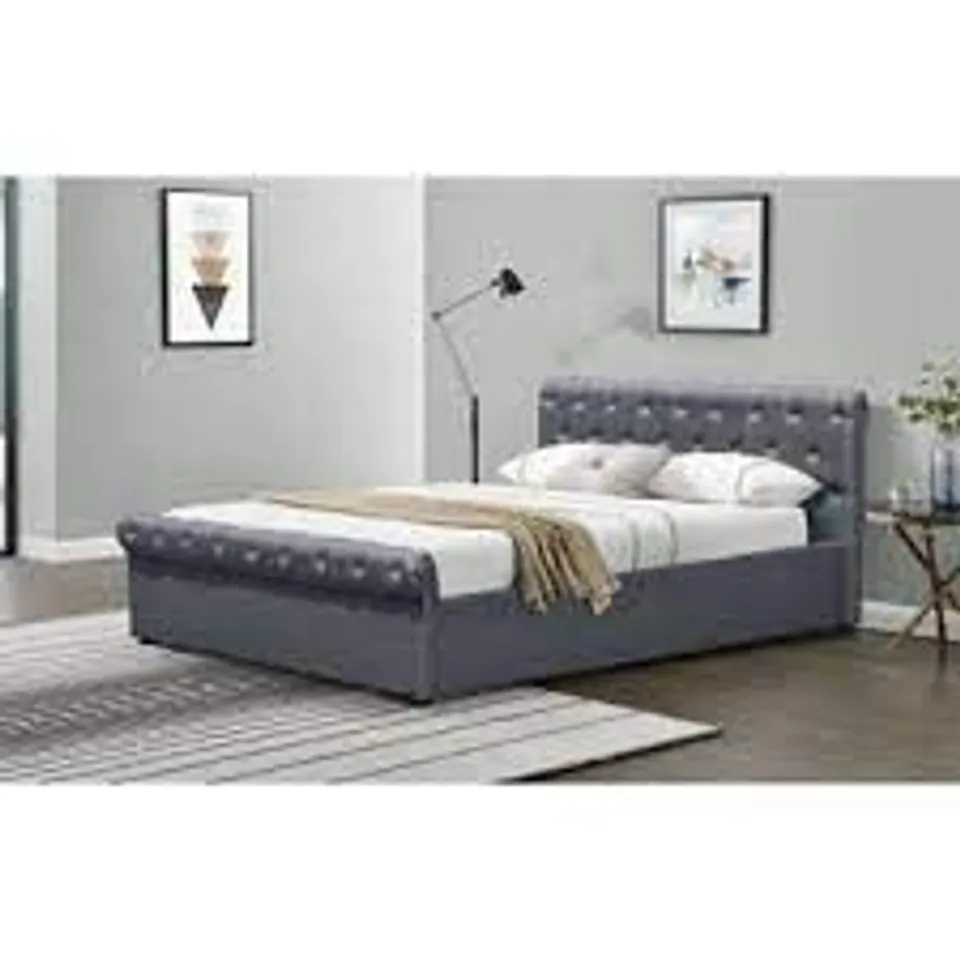 CLEVENGER UPHOLSTERED SLEIGH BED DOUBLE 