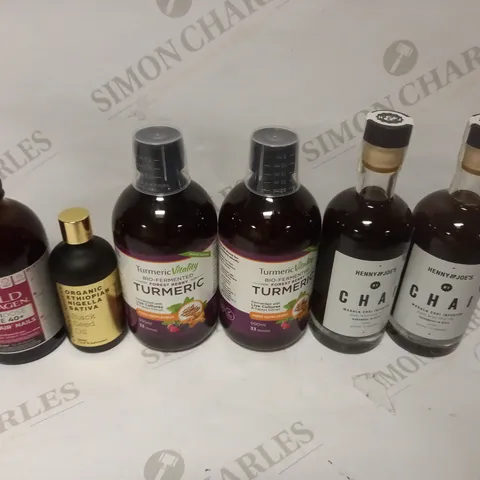 BOX OF 6 ANTIOXIDANT DRINKS TO INCLUDE MULTIDOSE PURE 40+, BIO FERMENTED TURMERIC, BLACK SEED OIL ETC