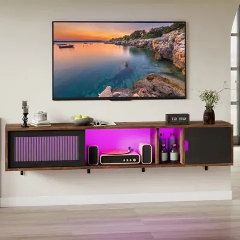 BOXED 148CM FLOATING TV STAND CABINET FOR TVS UP TO 65" WITH 7 RGB LED 22 MODES LIGHTS