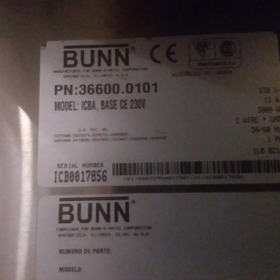 BUNN DIGITAL ICBA BREWER CONTROL GRINDER 230V