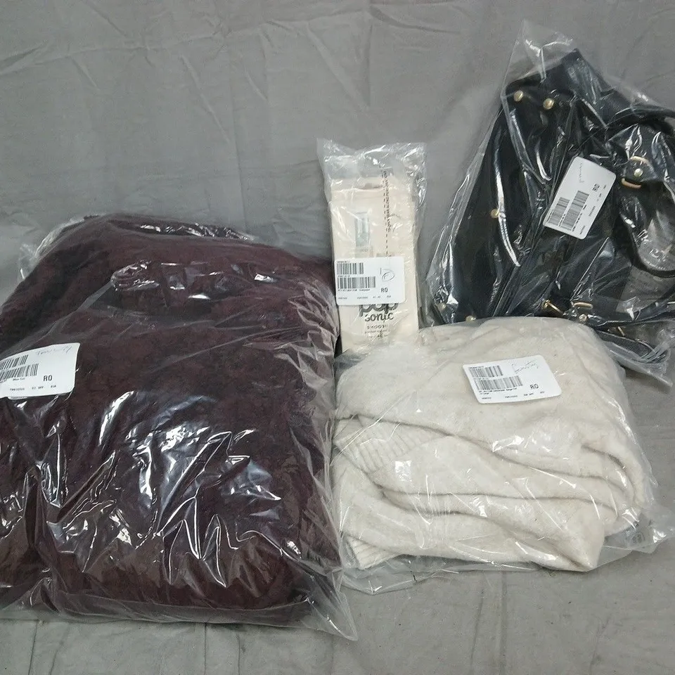 APPROXIMATELY 12 ASSORTED ITEMS TO INCLUDE HAIR TRIMMERS, ASHWOOD LEATHER HANDBAG, DC BUTTON CARDIGAN, ETC