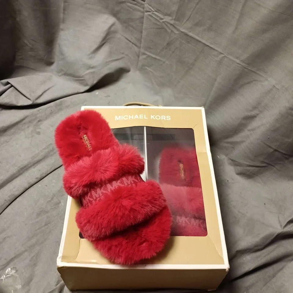 Michael Kors Women's Red Faux Fur Slides - US SIZE 9 – Boxed