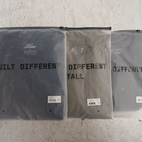 SET OF APPROXIMATELY 10 ASSORTED BUILT DIFFERENT T-SHIRTS/SHIRTS IN VARIOUS COLOURS AND SIZES