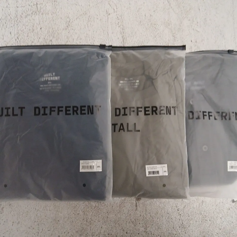 SET OF APPROXIMATELY 10 ASSORTED BUILT DIFFERENT T-SHIRTS/SHIRTS IN VARIOUS COLOURS AND SIZES