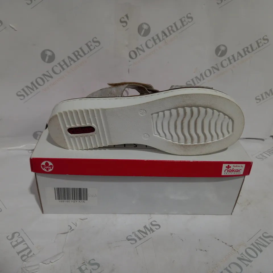 BOXED RIEKER METALLIC OPEN TOE SANDAL SIZE 41