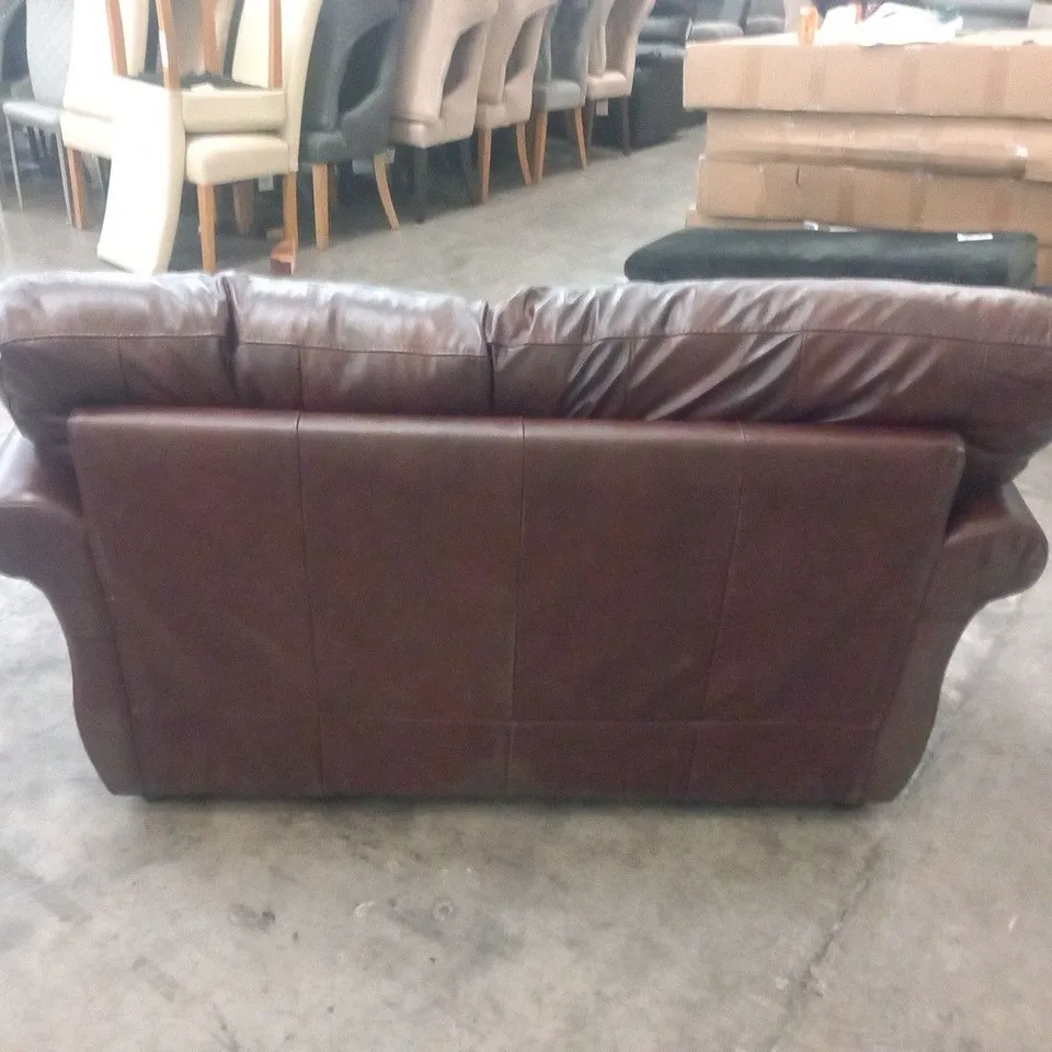 DESIGNER BROWN LEATHER TWO SEATER SOFA