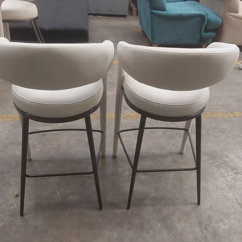 SET OF 2 DANETTI RHETT CREAM PLUSH FABRIC BAR STOOLS