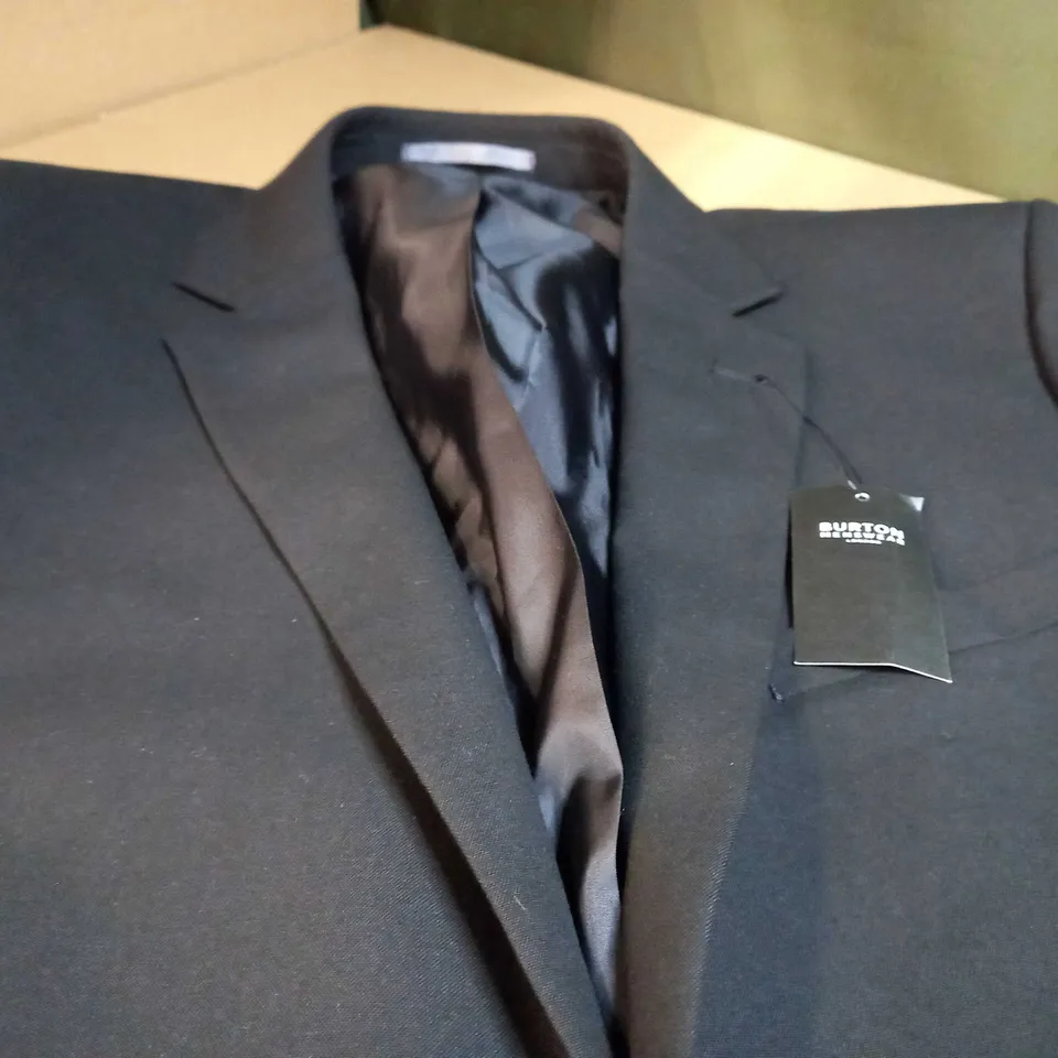 BURTON MENSWEAR BLACK SLIM ESSENTIAL SUIT BLAZER - SIZE 44LONG
