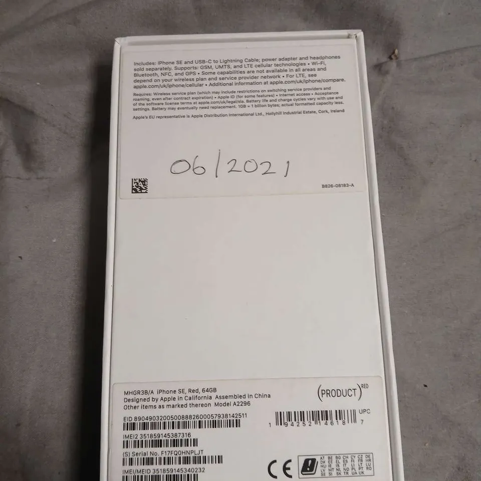 APPLE IPHONE SE (2ND GENERATION) 64GB - RED - BOXED (MHGR3B/A)