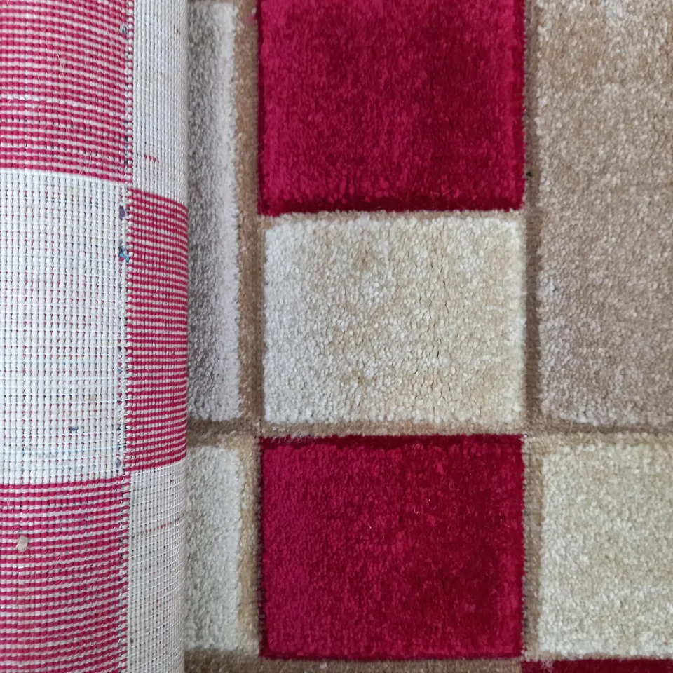 METRO LANE HAVANA BEIGE RED GEOMETRIC RUG 60 X 110CM