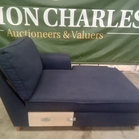 QUALITY DESIGNER RHF SOFA CHAISE SECTION WITH STORAGE - NAVY FABRIC 