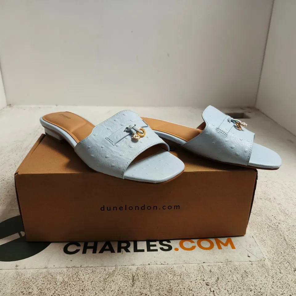 DUNE LONDON PALE BLUE LEATHER SLIDE SANDALS – UK 6 (EU 39)