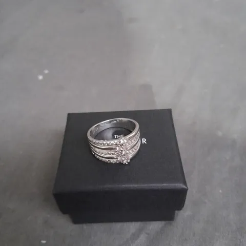 STERLING SILVER FIVE BAND CUBIC ZIRCONIA RING