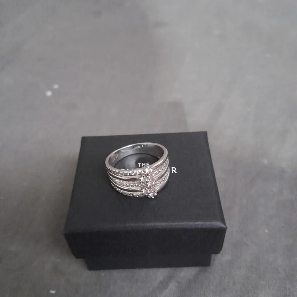 STERLING SILVER FIVE BAND CUBIC ZIRCONIA RING RRP £40