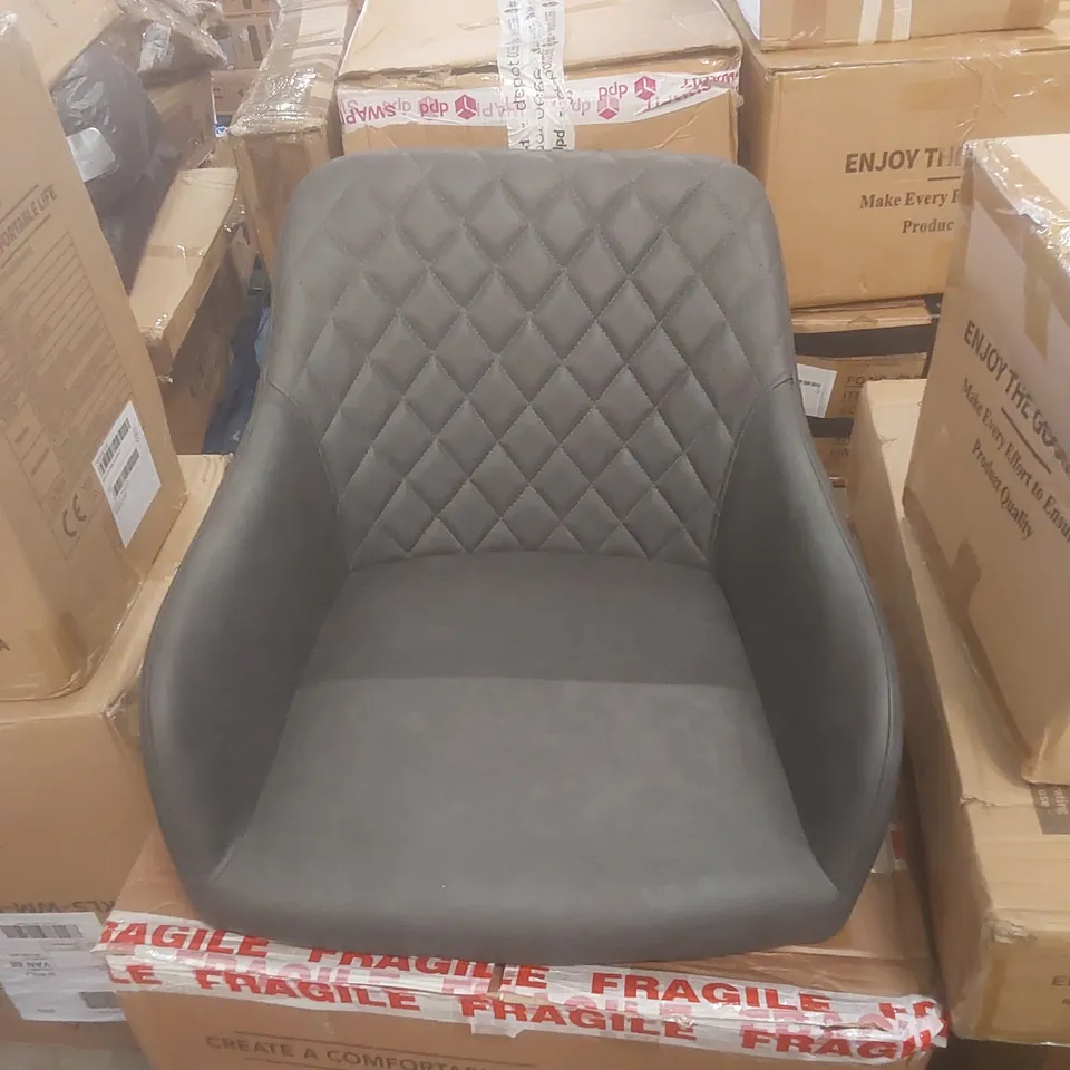 BOXED SET OF 2 DESIGNER GREY FAUX LEATHER DINING CHAIRS