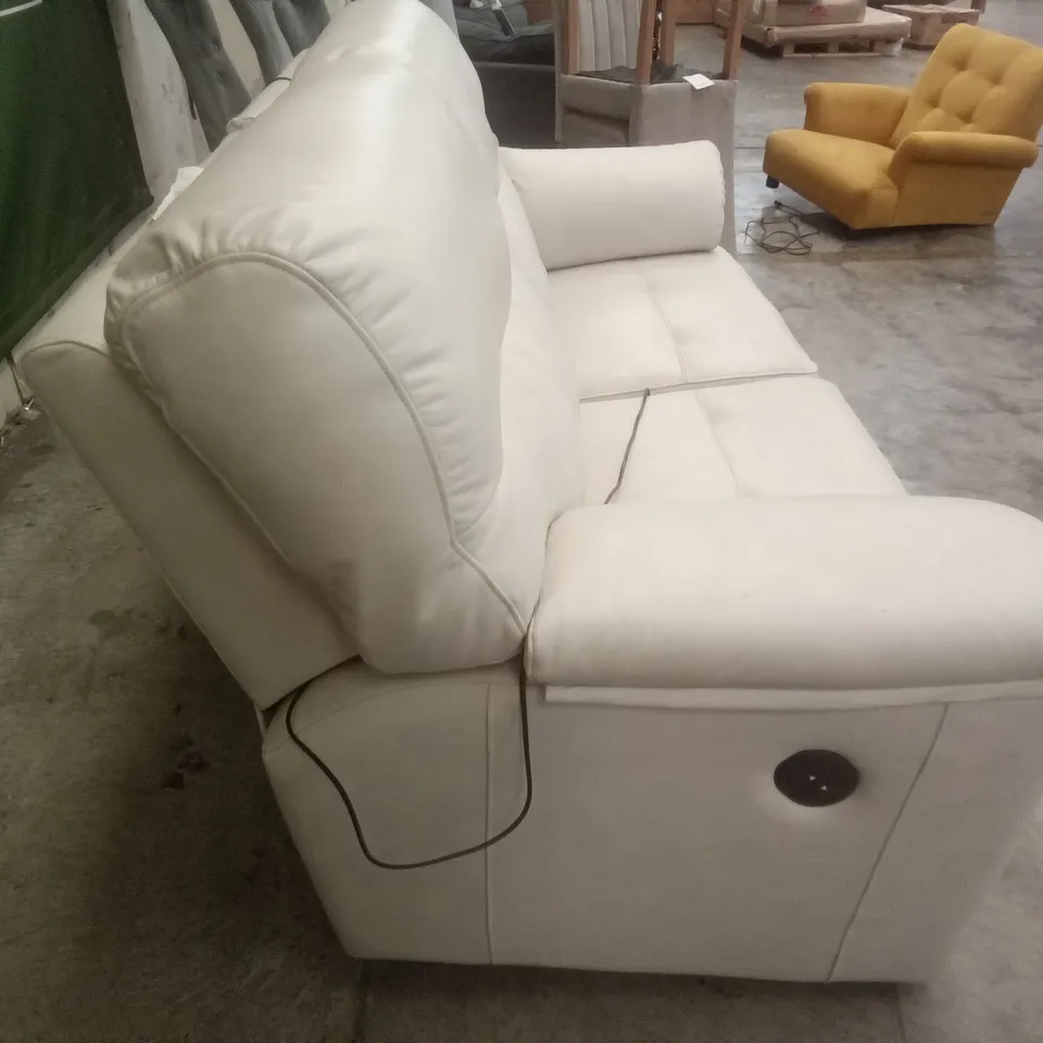 DESIGNER G PLAN MADE STRATFORD 2 SEATER ELECTRIC RECLINER DBL SOFA - REGENT CHALK LEATHER 