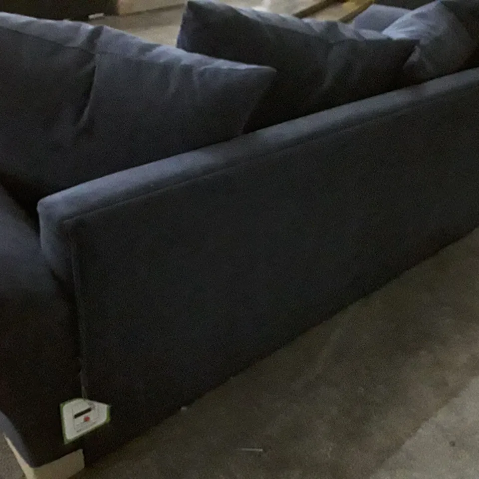 QUALITY DESIGNER 3 SEATER SOFA - DARK BLUE FABRIC 