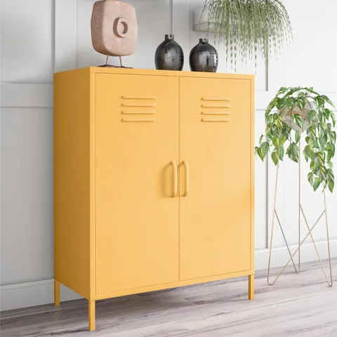 BOXED CACHE METAL LOCKER CABINET WITH 2 DOORS YELLOW (1 BOX)