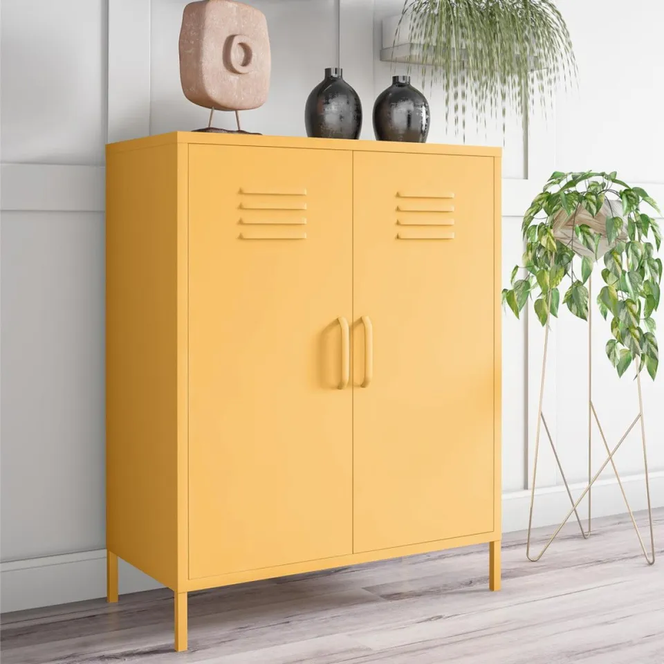 BOXED CACHE METAL LOCKER CABINET WITH 2 DOORS YELLOW (1 BOX)