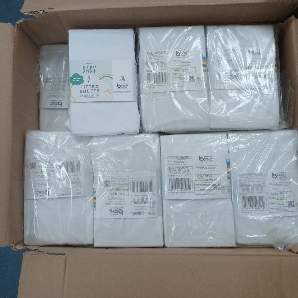 APPROXIMATELY 30 GEORGE BABY 2 FITTED SHEETS SETS (WHITE)