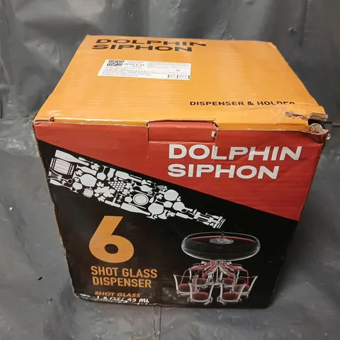 BOXED DOLPHIN SIPHON 6 SHOTGLASS DISPENSER