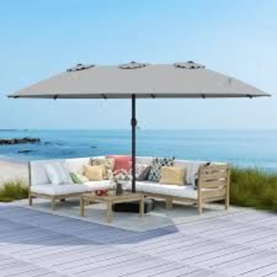 BOXED 15FT DOUBLE SIDED OUTDOOR PATIO UMBRELLA (1 BOX)
