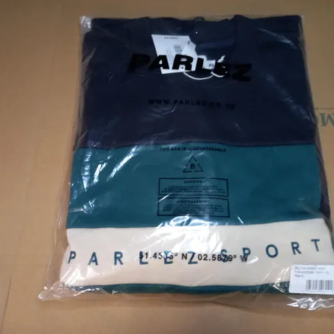 PARLEZ SPORT BELTON SWEATSHIRT IN GREEN/CREAM/NAVY - XL