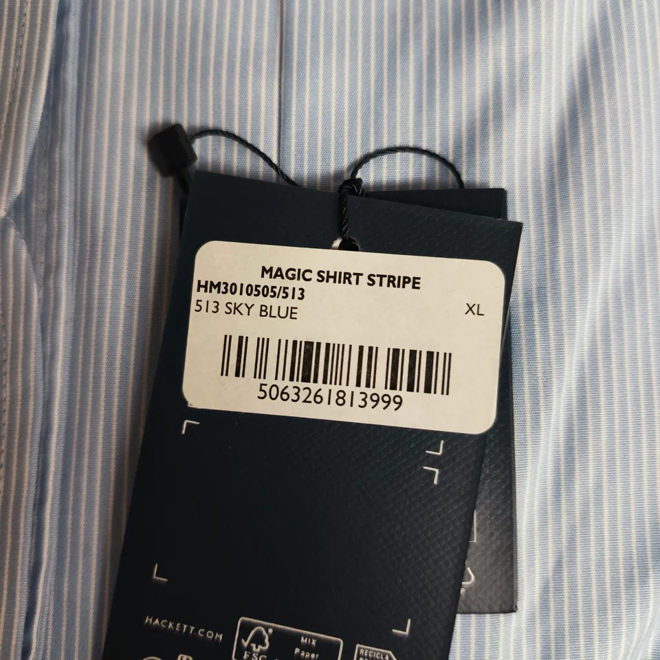 Hackett London Magic Shirt Stripe – Sky Blue Stripe, Tailored Fit, XL