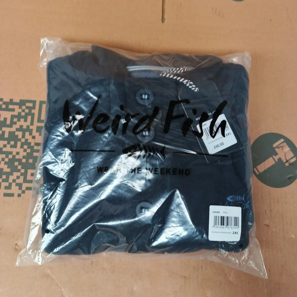 BAGGED WEIRD FISH ROALD BUTTON FUNNEL NECK MICROFLEECE IN NAVY SIZE 2XL