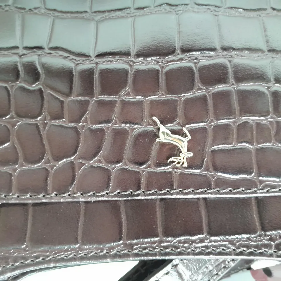ASHWOOD LUXURY LEATHER BROWN HANDBAG CROCODILE SKIN EFFECT 