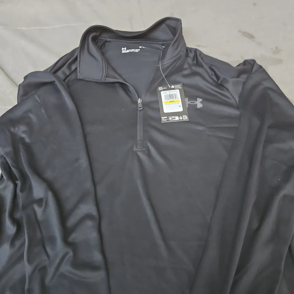 UNDER ARMOUR BLACK QUARTER ZIP TRAINING TOP – LOGO VISIBLE SIZE M