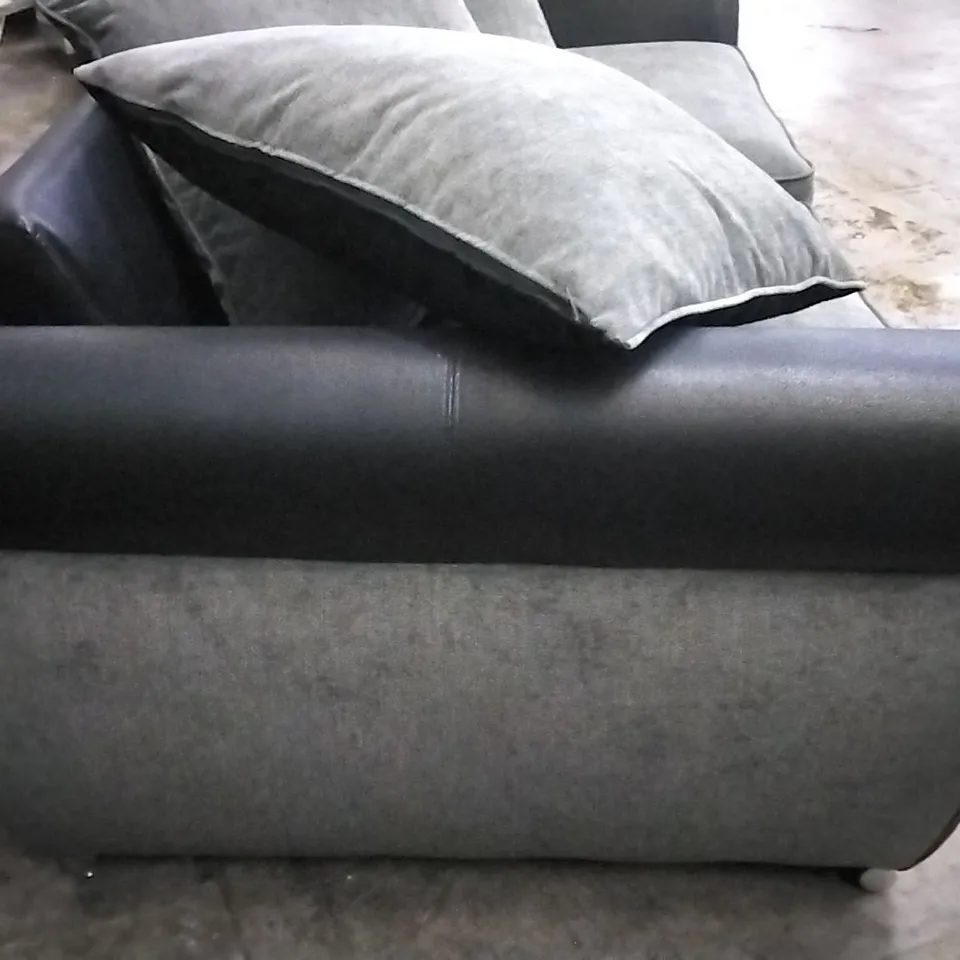 QUALITY DESIGNER HILTON 3 SEATER SOFA - BLACK/CHARCOAL FABRIC